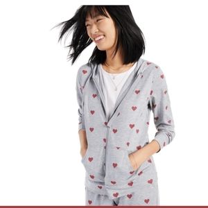 Style & Co Heart Print Zip-Up Hoodie